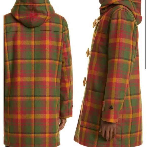 Plaid Wool Blend Duffle Coat SCHOTT NYC men’s wool size large